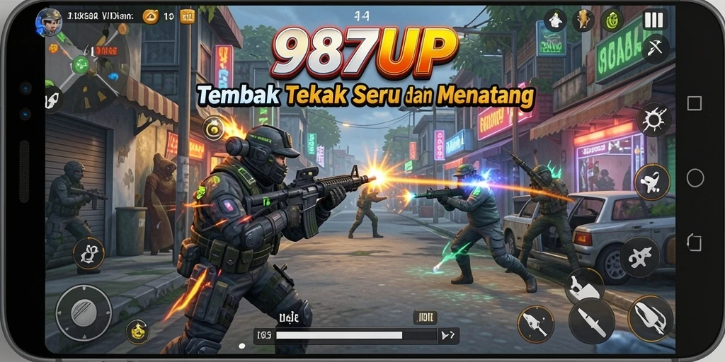 Screenshot menunjukkan aksi mendebarkan dalam permainan TPS 987UP.