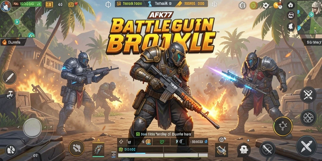 Gameplay AFK77 menampilkan aksi seru dalam pertarungan Battle Royale.