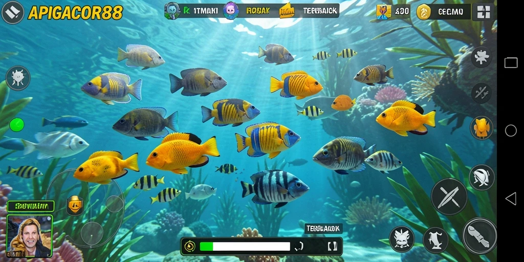 Screenshot gameplay APIGACOR88 menampilkan serunya menembak ikan.