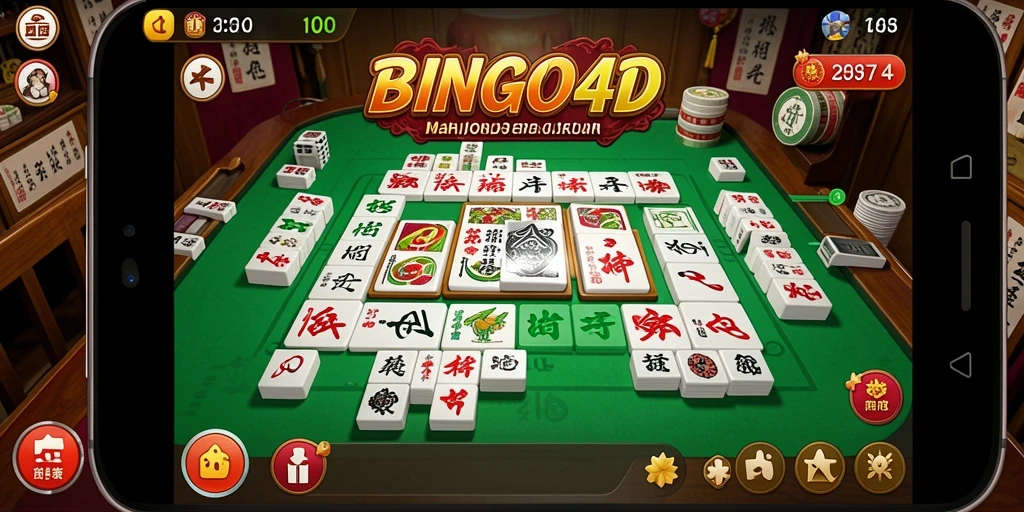 Tampilan gameplay seru BINGO4D dengan aksi Mahjong yang cepat dan mendebarkan.
