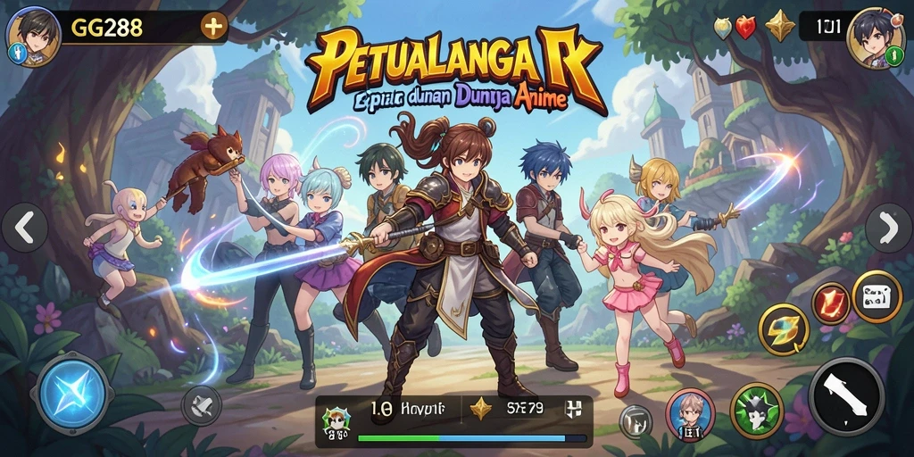 Tampilan seru gameplay GG288 yang penuh aksi dan karakter anime.