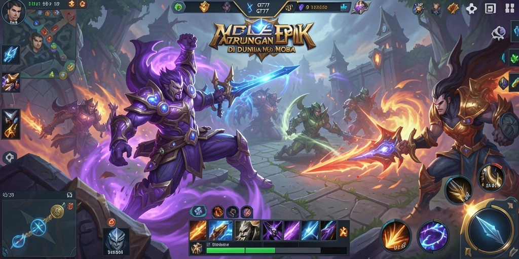 Tampilan dinamis dari gameplay MOBA di GT777.
