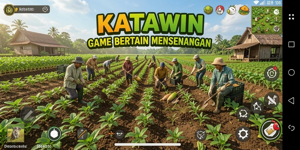 Tampilan gameplay KATAWIN yang memukau dengan suasana pertanian.