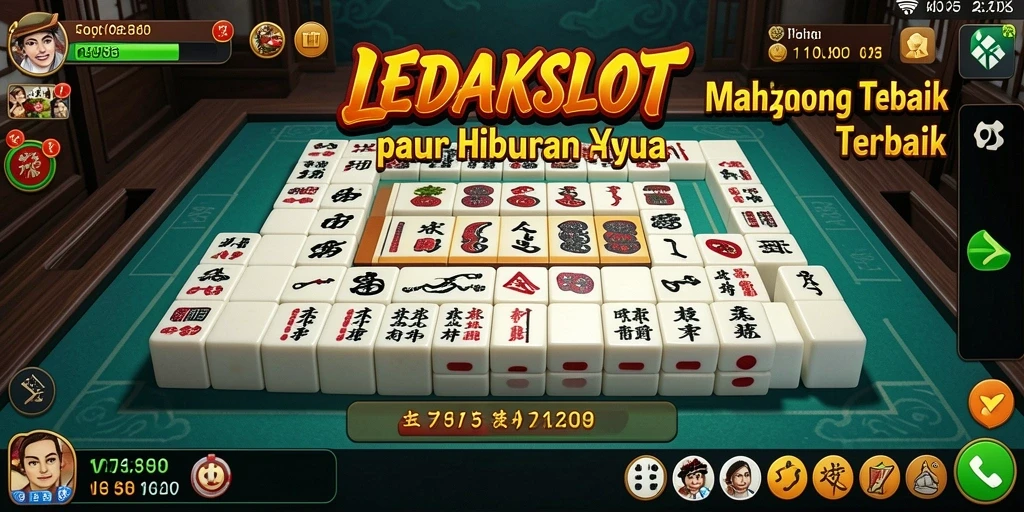 Tampilan gameplay menawan dalam LEDAKSLOT dengan ubin Mahjong berwarna.