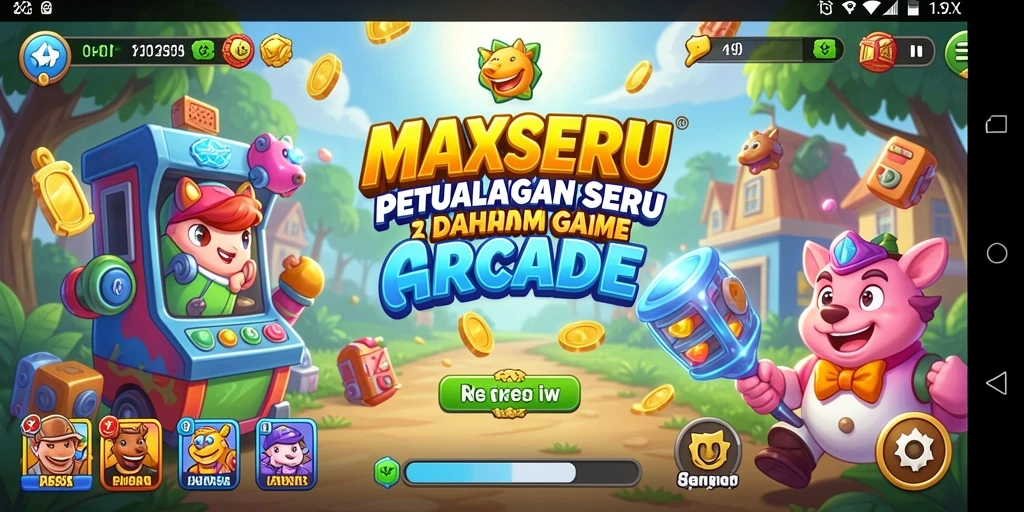 Tangkapan layar gameplay MAXSERU yang menunjukkan aksi seru dalam permainan arcade.