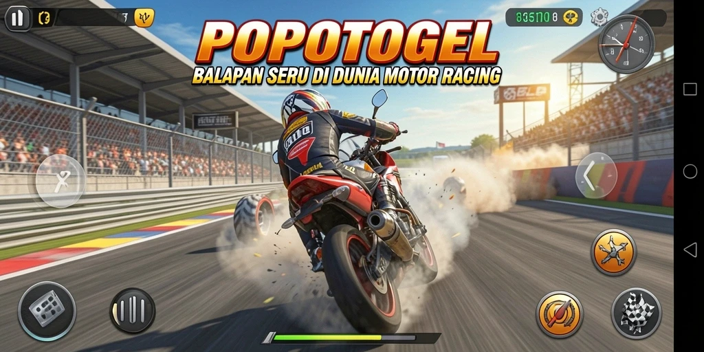 Screenshot gameplay POPOTOGEL yang menampilkan balapan seru.