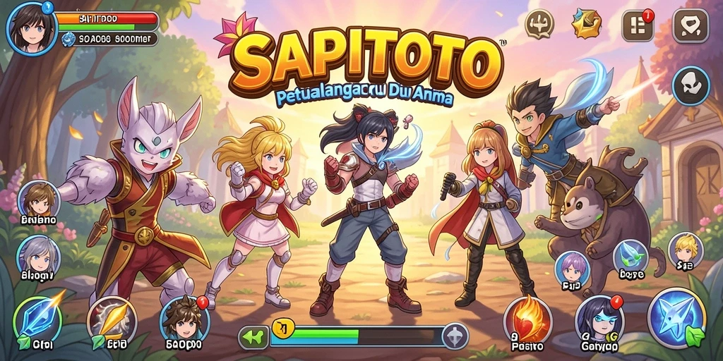 Tampilan gameplay SAPITOTO dengan karakter anime yang beraksi.